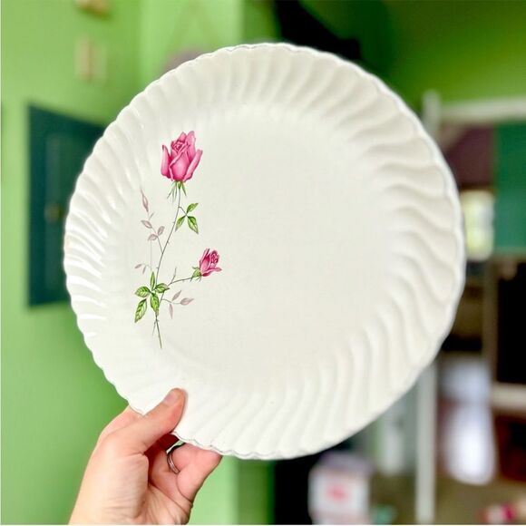 Vintage Floral Rose Platter Flower Kitchen Serving Dish Art Decor - Picture 2 of 7